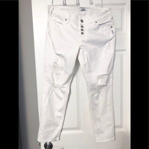 White Silvers Button Fly Jeans